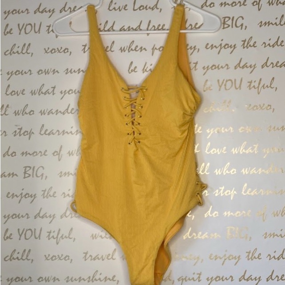 Yellow one piece swimsuit